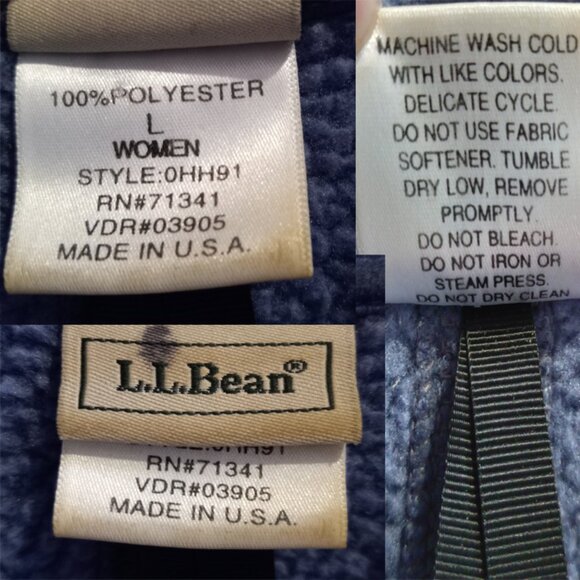LL Bean Periwinkle Blue Long Fleece Sweater LG (T-359) - Picture 4 of 9